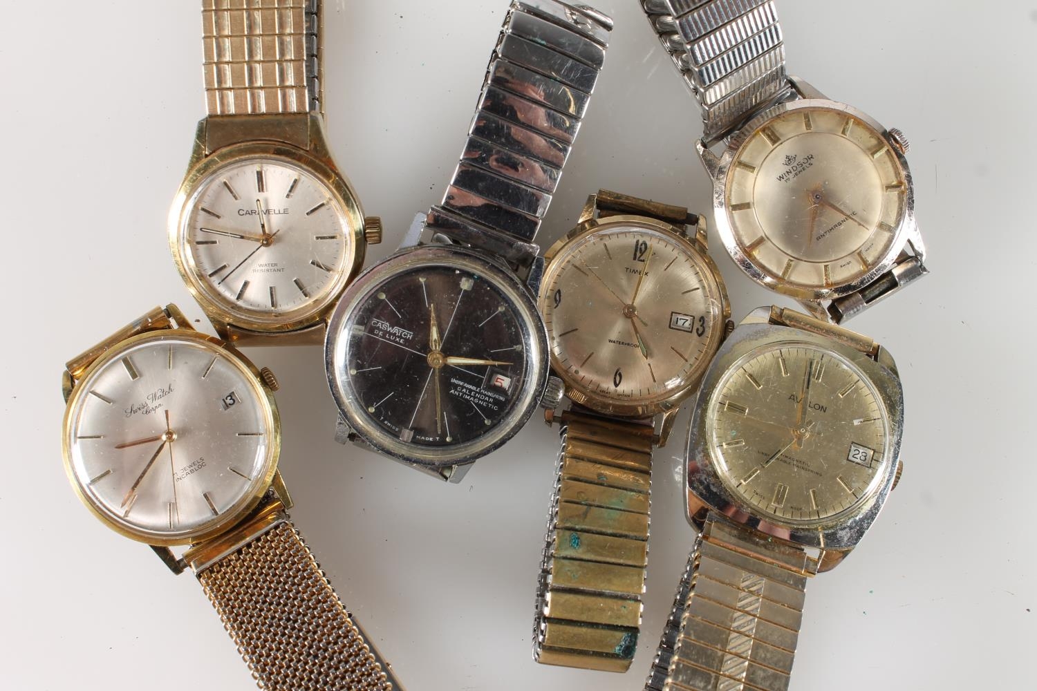 Six gents automatic and manual wind wristwatches to include Caswatch ...