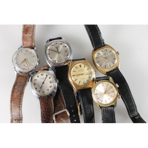 632 - Six gents automatic and manual wind wristwatches to include Aston 19 rubis, Sekonda 17 jewels, Monti... 