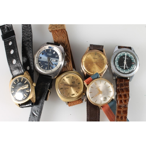 634 - Six gents automatic and manual wind wristwatches to include Alpen, Inventic, Aribs 17 jewels, Lucern... 