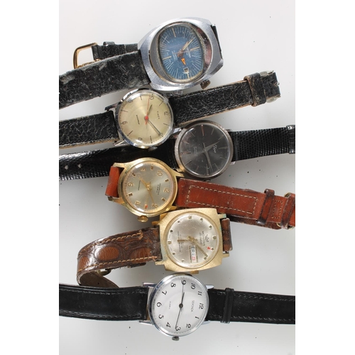 636 - Six gents automatic and manual wind wristwatches to include Memostar alarm, Montra datomatic, Timex,... 