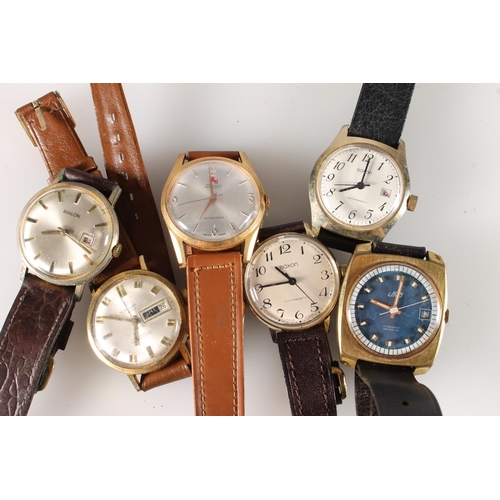 639 - Six gents automatic and manual wind wristwatches to include Uno 17 jewels, Agon, Avalon, two by Saxo... 