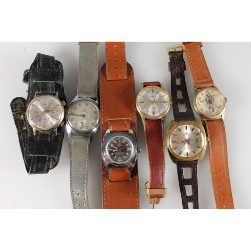 640 - Six gents automatic and manual wind wristwatches to include Alti Lever 15 jewels, Everite 17 jewels,... 