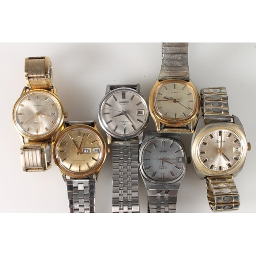 641 - Six gents automatic and manual wind wristwatches to include Trafalgar, Hanova 25 jewels, Seiko 17 je... 