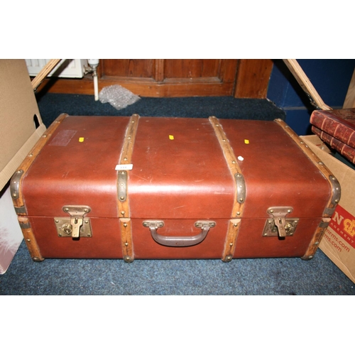 331 - Leather bound vintage travelling case.