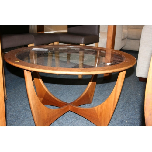 736 - 1970s G Plan astro coffee table as designed by Victor Wilkins, teak frame with inset glass top, H46c... 