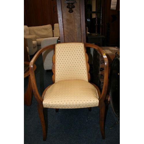 738 - c1920s Art Deco bentwood frame armchair, the splat in a  cloud like symmetrical design, upholstered ... 