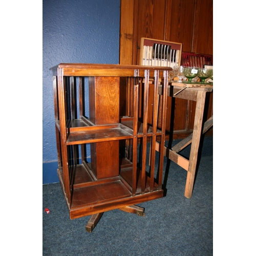 742 - Mahogany revolving bookcase, H85cm