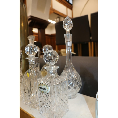 174 - Six cut glass decanters including a pair of Thomas Webb decanters, max H42cm