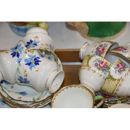 187 - Small Crown Staffordshire figurine, and English cups and saucers, etc.