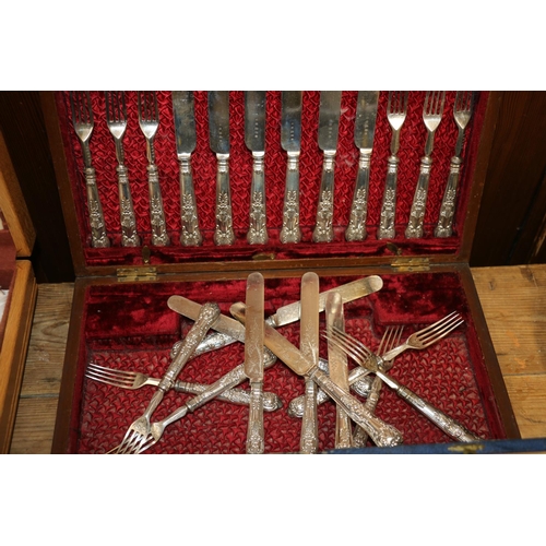 194 - Canteen of silver-plated cutlery, one other similar, and two cased sets of butter knives.