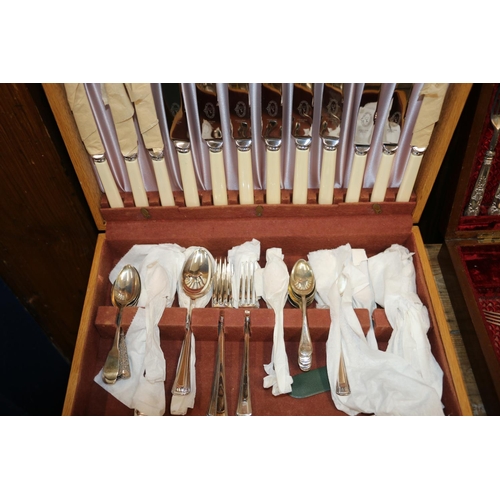 194 - Canteen of silver-plated cutlery, one other similar, and two cased sets of butter knives.