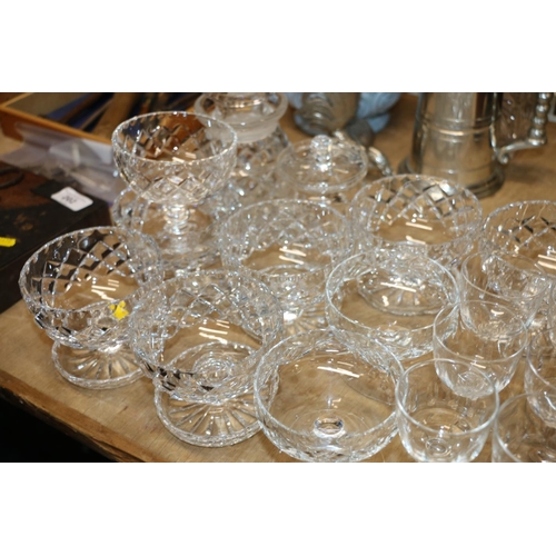 204 - A collection of cut glass to include cut-glass sundae dishes, a preserve dish, etc.