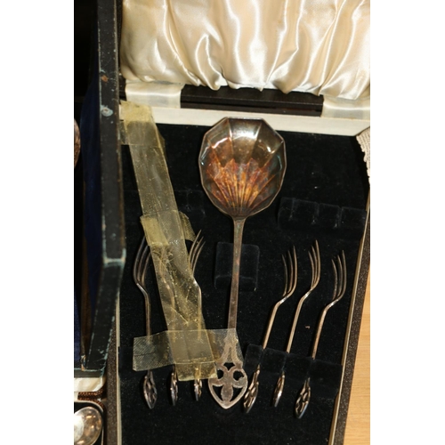 224 - Silver-plate to include cased berry spoons, mother-of pearl handled cheese knives, and other cutlery... 