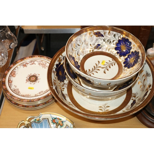 228 - Late 19th/early 20th century Staffordshire pottery toilet bowl, two smaller comports, and other cera... 