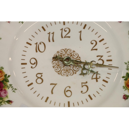 238 - Royal Albert Old Country Roses wall clock and a Japanese eggshell china part teaset.