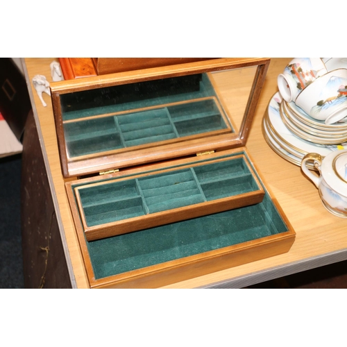 240 - Three wooden table jewellery boxes.