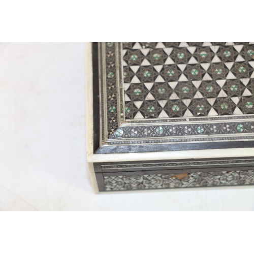 255 - Indo-Persian Vizagapatam quill box, and a similar mother-of-pearl inlaid box.