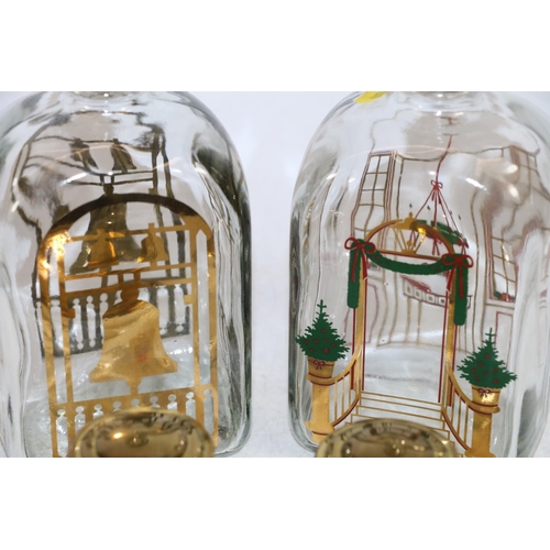 260 - Pair of Holmegaard Christmas Advent glass decanters, and two small Holmegaard glass jars.