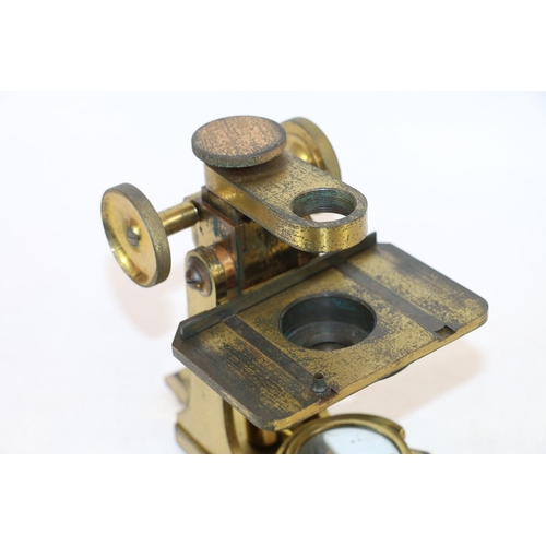 269 - 19th century brass microscope marked M Pillischer of London, in original fitted box with accessories... 