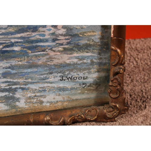 413 - J WOOD, Gondolier in Venice, pastel, signed and dated 1927 lower right, 39cm x 55cm, gilt frame 42cm... 