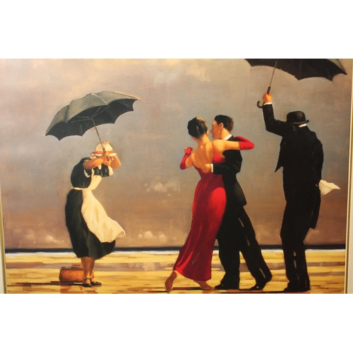 427 - Two large JACK VETTRIANO prints, frame size 75cm x 85cm, E LANGE, RRS Discovery at Victoria Dock Dun... 