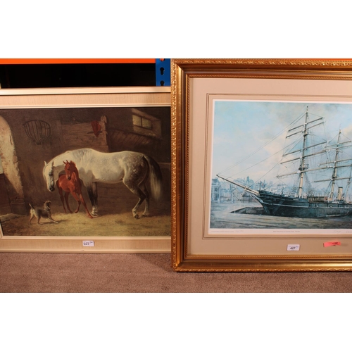 427 - Two large JACK VETTRIANO prints, frame size 75cm x 85cm, E LANGE, RRS Discovery at Victoria Dock Dun... 