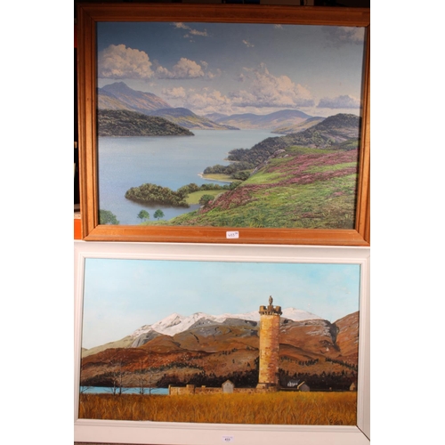 433 - G KELLY, Glenfinnan Monument, oil painting on board, signed lower right, 52cm x 90cm, frame 64cm x 1... 