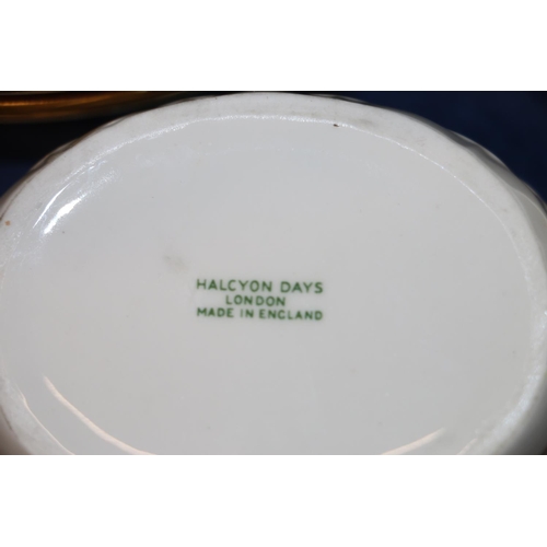 47A - Halcyon Days white porcelain serving tray with loop handle and matching integral cream and sugar, W2... 