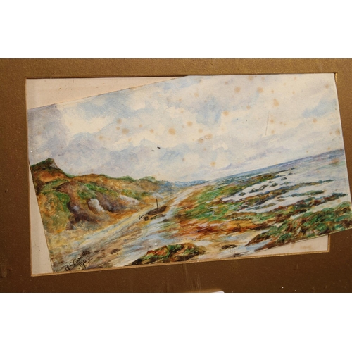 448 - ANGUS MACDONALD, Glen Rosa Arran, watercolour, signed lower right, 40cm x 17cm, frame 56cm x 33cm, a... 