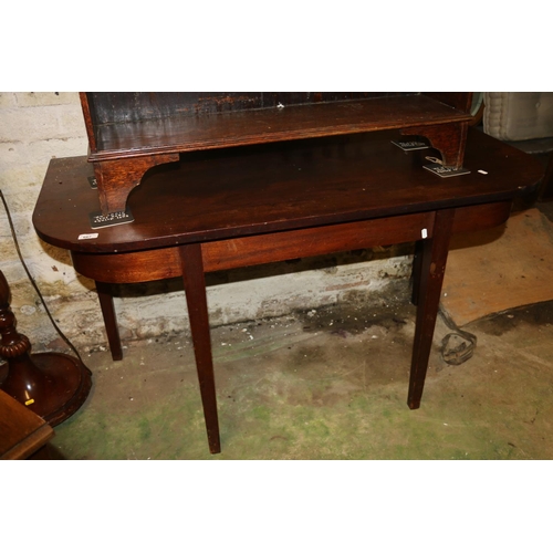 667 - Late 19th century mahogany D-shaped end table, 71cm high.