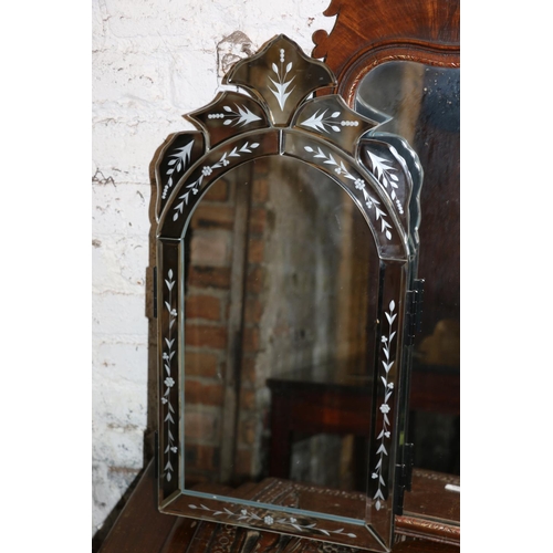 668 - Georgian style mahogany framed wall mirror, an oval wall mirror and a Venetian dressing table mirror... 