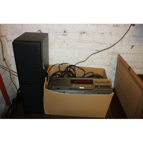 672 - Stereo equipment to include a Technics CD player, an Arcam integrated amplifier, and two speakers.