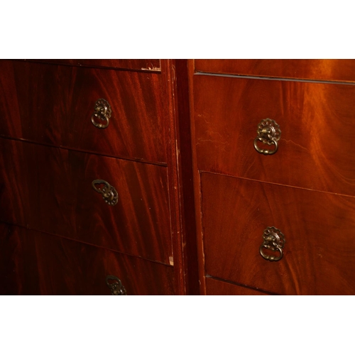 675 - Pair of mahogany drawers with glass tops over five drawers, raised on cabriole supports.