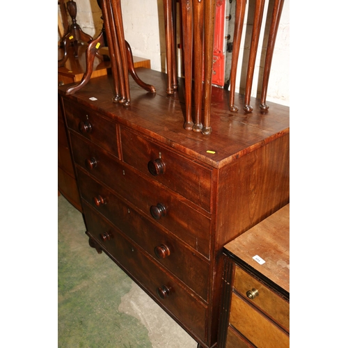 682 - Late Victorian mahogany chest of  two short over three long drawers, 104cm high.