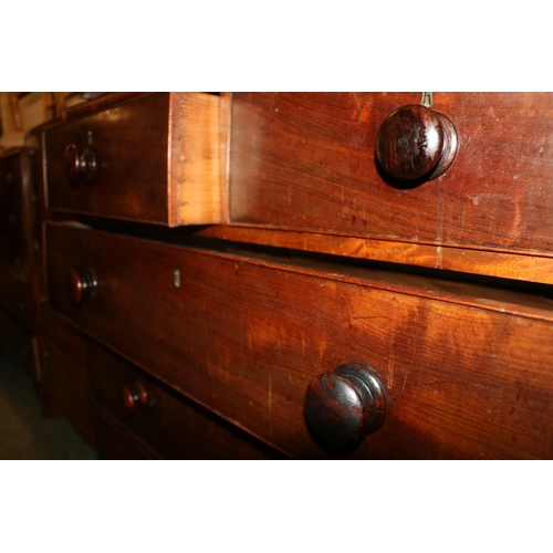 682 - Late Victorian mahogany chest of  two short over three long drawers, 104cm high.