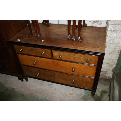 684 - Late Victorian Aesthetic style chest of two short over two long drawers, 70cm high.