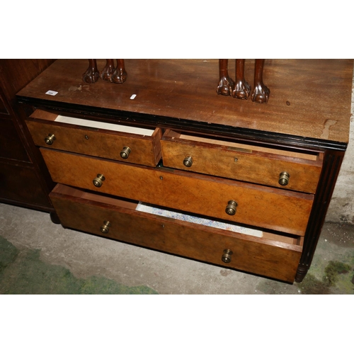 684 - Late Victorian Aesthetic style chest of two short over two long drawers, 70cm high.