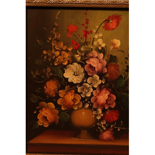 468 - 20TH CENTURY SCHOOL, pair of still life oil paintings of flowers, unsigned, 23cm x 18cm, ornate fram... 