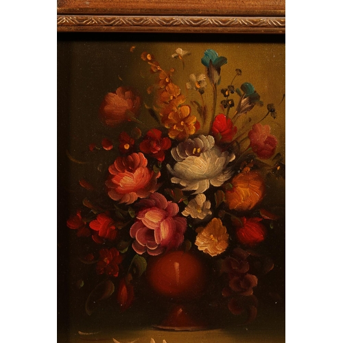 468 - 20TH CENTURY SCHOOL, pair of still life oil paintings of flowers, unsigned, 23cm x 18cm, ornate fram... 