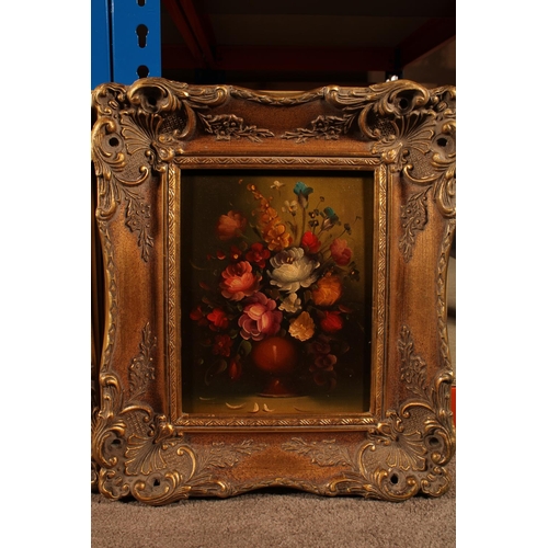 468 - 20TH CENTURY SCHOOL, pair of still life oil paintings of flowers, unsigned, 23cm x 18cm, ornate fram... 