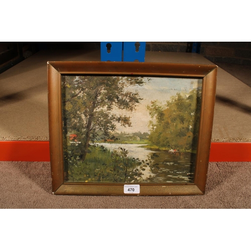 470 - T B KENNINGTON (Father of Eric Kennington), river scene, oil on board, unsigned, attribution verso, ... 