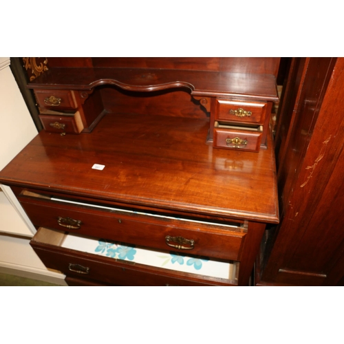 691 - Mahogany dressing table with swing mirror and three long drawers, 160cm high.