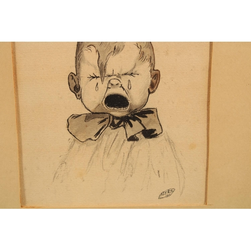 471 - EARLY 20TH CENTURY SCHOOL, child crying, ink drawing, signed with monogram and dated 1907 verso, 13c... 