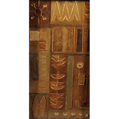 475 - 20th century modernist relief metallic panel, 37cm x 20cm.