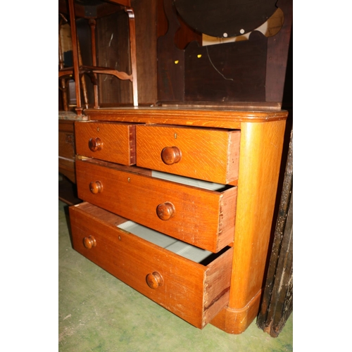 706 - Late 19th century stained oak chest of two short over three long drawers, 80cm high.