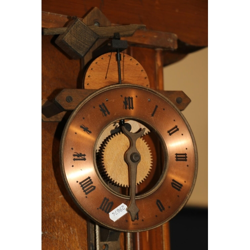 735 - Buco Swiss wall clock, the mechanisms and cogs individually formed from wood