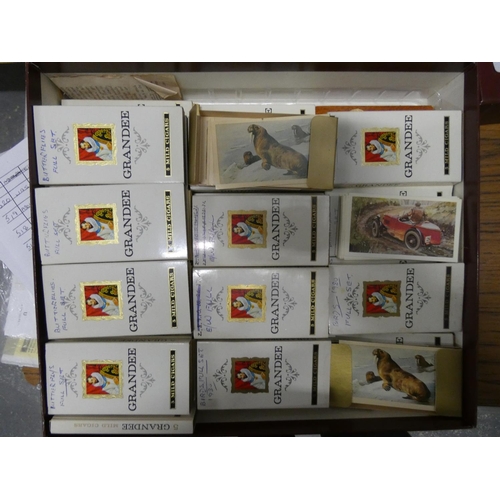 117 - Box of cigarette cards, full sets, to include cars, British mammals etc.