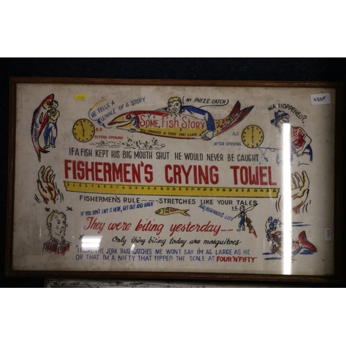 450F - Novelty framed Fisherman's Crying Towel and another print (2).