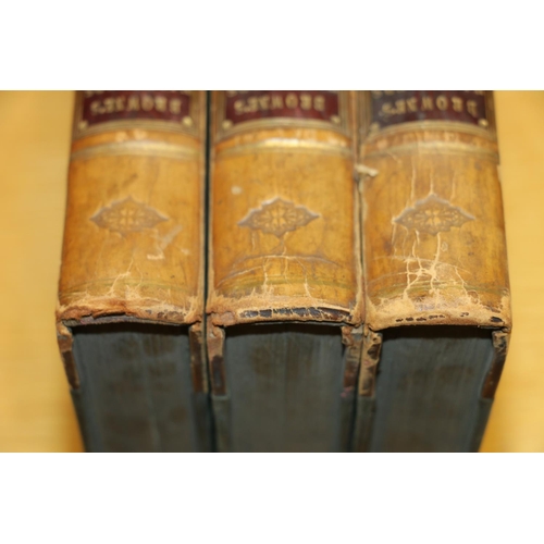 300 - Shelf containing Shakespeare and other leather bound books.