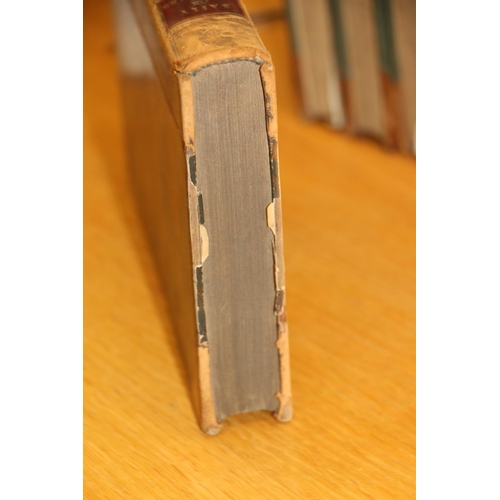 300 - Shelf containing Shakespeare and other leather bound books.